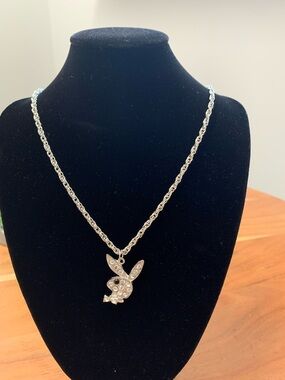 PLAYBOY Silver Bunny Crystal Pendant Necklace
